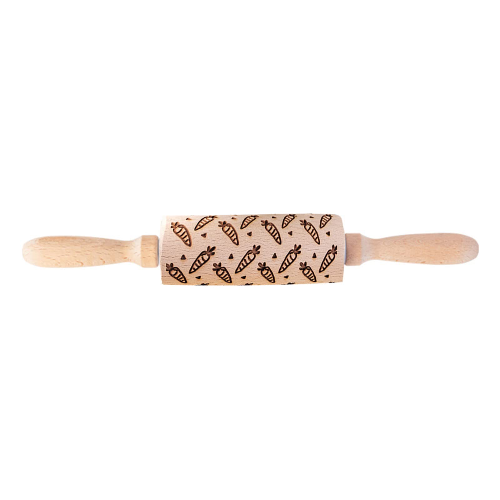 Buxuaaaa Wood Easter Carrot Embossed Rolling Pin Engraved Rolling Stick Pin Baking Dough Roller Baking Accessories Embossing for Cookie Fondant Dough Roller Pastry for Engraved Stick