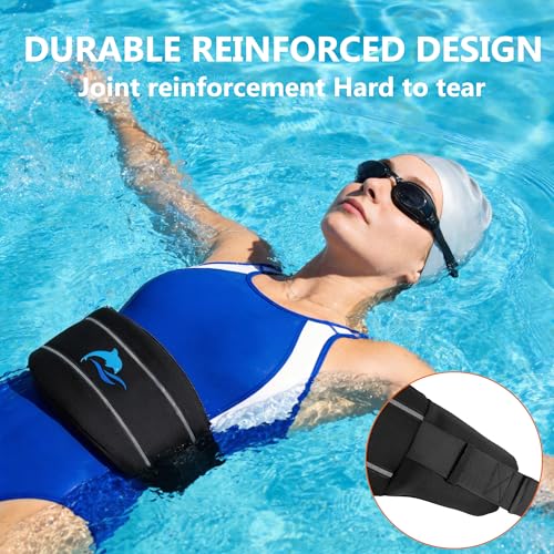 SIXRARI Adult Flotation Swim Belt, Adjustable 3-Section Buoyancy Belt with Reflective Strips for Water Aerobics, Aqua Jogging, Pool Exercise, Swimming Training & Low-Impact Workout (Black, L) by SIXRARI - Image 2