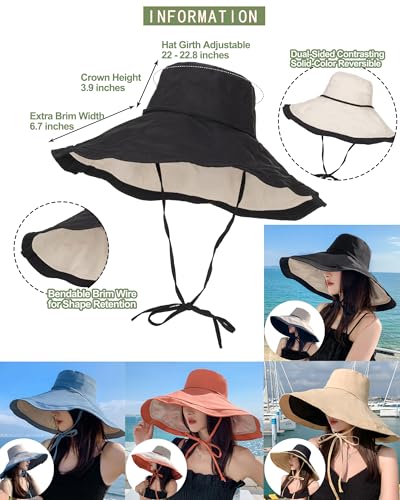 Sombrero de ala ancha reversible para mujer miniatura 3