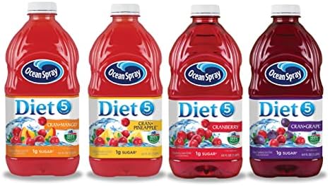 Ocean Spray Diet Variety Pack Juice Drink, 64oz Bottle (Pack of 4, Total of 256Oz), 64.0 Fl Oz