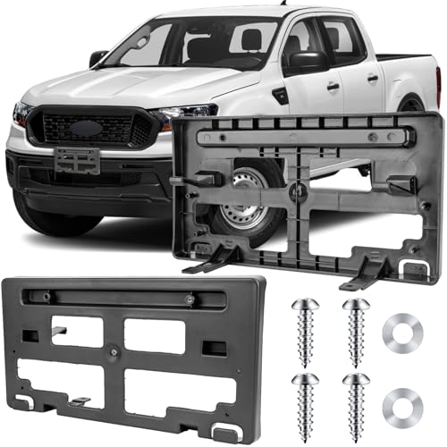 Image of License Plate Bracket Accessories for Ford Ranger 2019 2020 2021 2022 2023, Front Bumper License Plate Holder Replacement Frame Black Mount