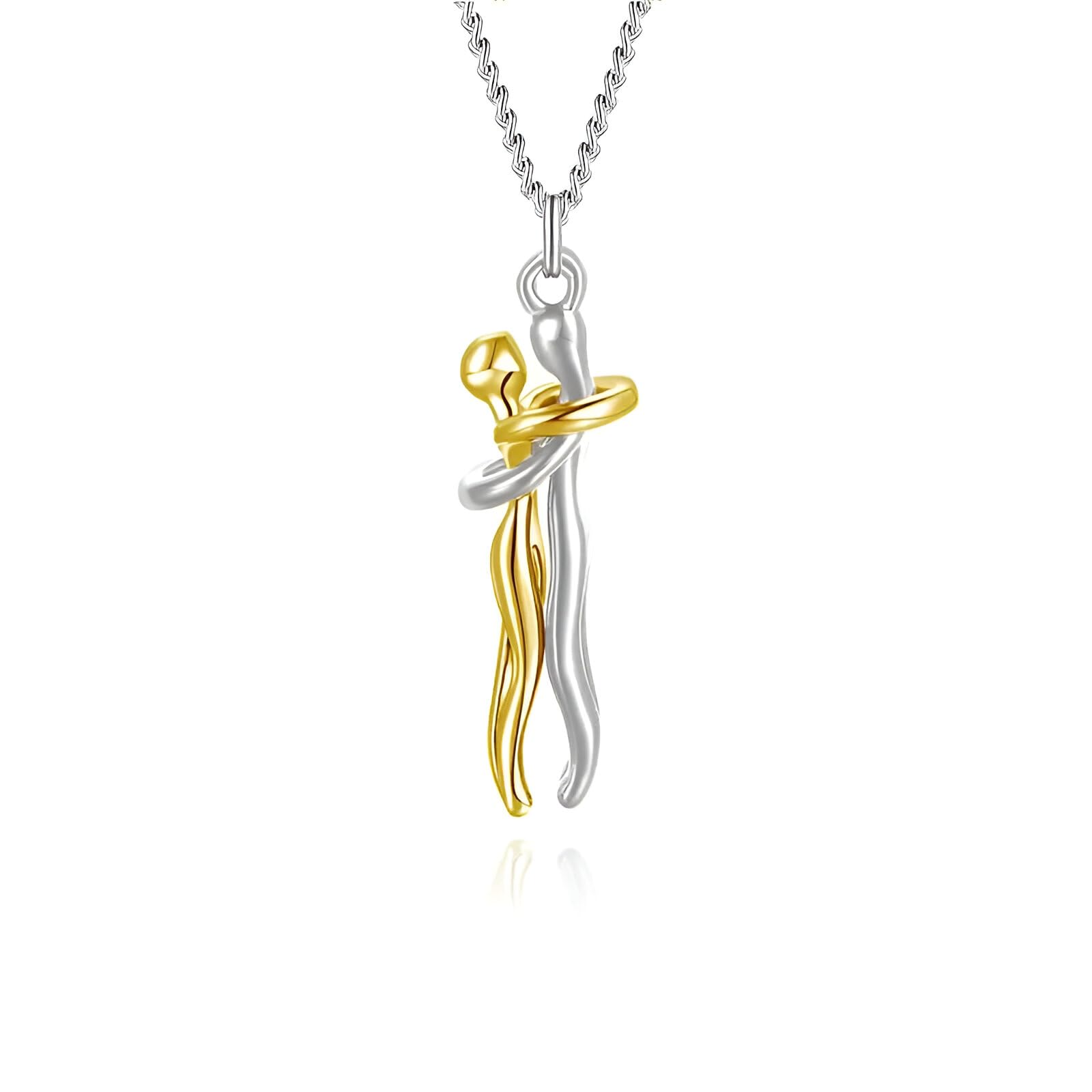 Umarmungs-Halskette aus 925er-Sterlingsilber für Damen und Herren, Umarmungs-Halskette, Halsband mit Umarmungs-Anhänger, Kette für Männer, Halsketten für Liebhaber, Frauen, Paare, Umarmungs- und