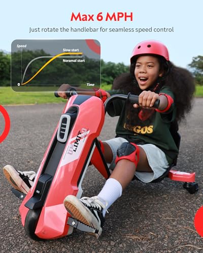 Image of 24V Electric Go Kart for Kids Age 6-12, 360 Spin Drift Cart, Red