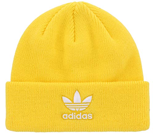 adidas Originals Men's Trefoil Beanie, Yellow/White, ONE SIZE