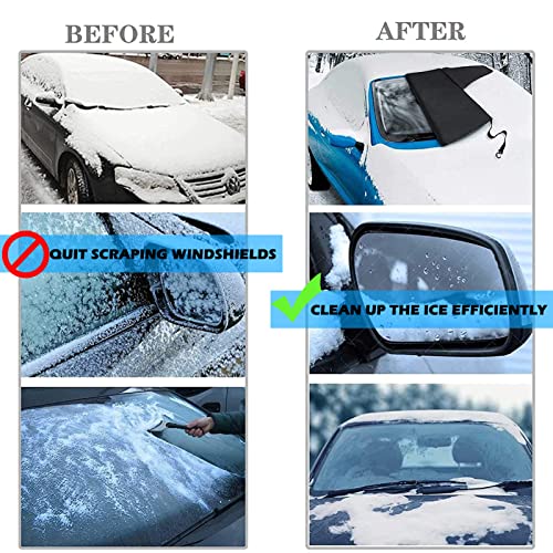 Image of Big Hippo Windshield Snow Cover, Extra Large 600D Windscreen Cover for Ice and Snow, Waterproof Thicken Windshield Cover Protector for Pickup Truck, Mirror Covers with Reflective Warning Bar, Gray