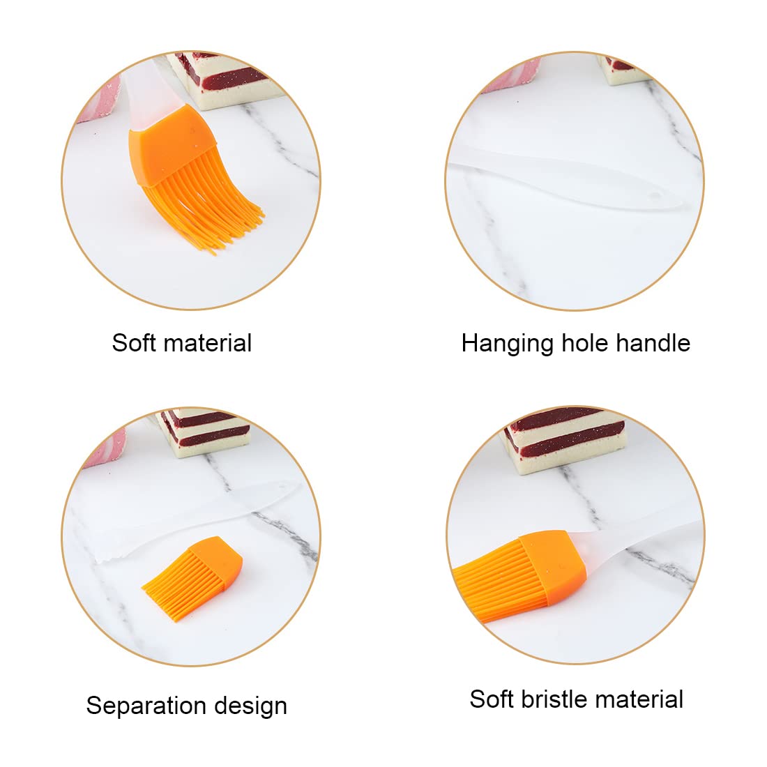 4 Piezas Pincel Cocina, BBQ Pincel, Pinceles de Silicona para Repostería, Resistente a Altas Temperaturas Pinceles, Para Barbacoas, Repostería, Revolver Alimentos, Baking Cooking (4 Colores)