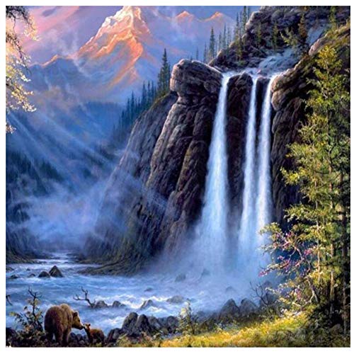 Adarl DIY Oil Painting Paint by Number Kit Image Drawing On Canvas by Hand Coloring Arts Crafts & Sewing New Waterfall