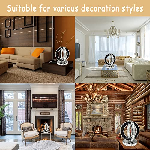 Hmrcyte Silver Crystal Table Lamp, 11.8" Metal Crystal Table Lamp, Bedside Round Crystal Led Table Lamp With 3 Colors, Modern K9 Diamond Large Nightstand Desk Lamp For Living Room, Bedroom, Home Decor #TOP4