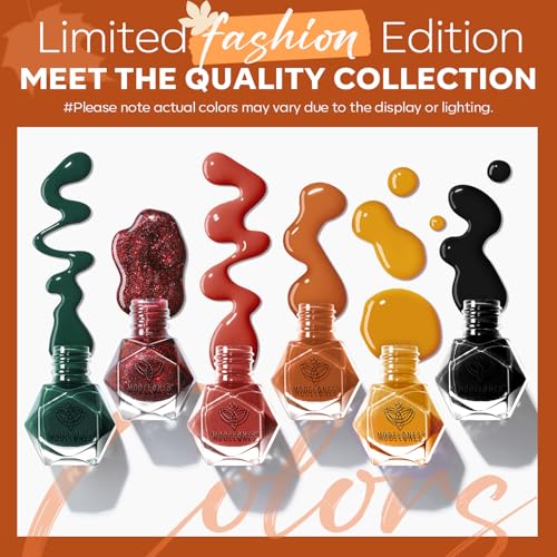Image of modelones Fall Nail Polish, 6 Colors Orange Black Quick Dry Nail Polish Set