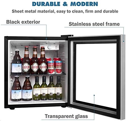 Mini Fridge Cooler with Glass, 60Can Beverage Refrigerator with Reversible Door for Beer Soda or Wine-1.6cu ft Small Drink Center Dispenser Perfect for Office/Basements/Home Bar