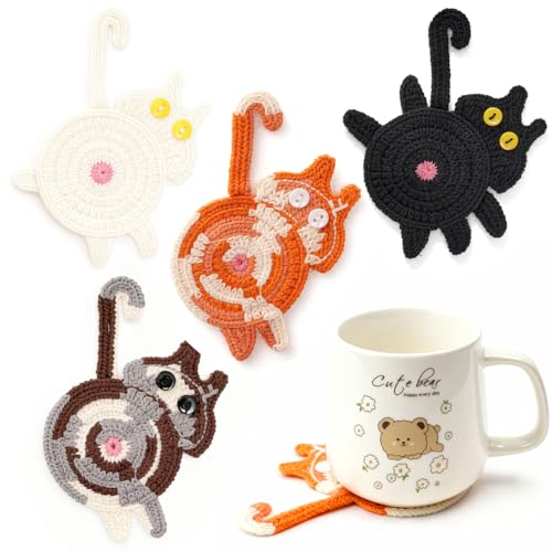Coasters Set of 4,Stocking Stuffers for Women,Cute Coffee Coaster for Home Decor for Kinds Cups,Teen...