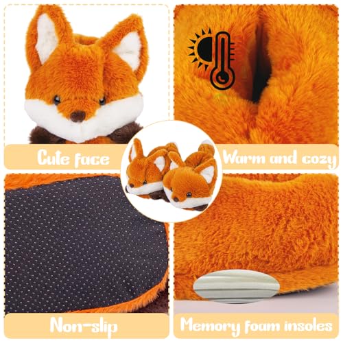 Image of ARELUX Animal Slippers Cotton Adult Unisex, Cute Novelty Raccoon Fox Red Panda Plush House Shoes with Non-Slip Sole, Warm Fuzzy Lining for Indoor Outdoor Cosplay Party Gift
