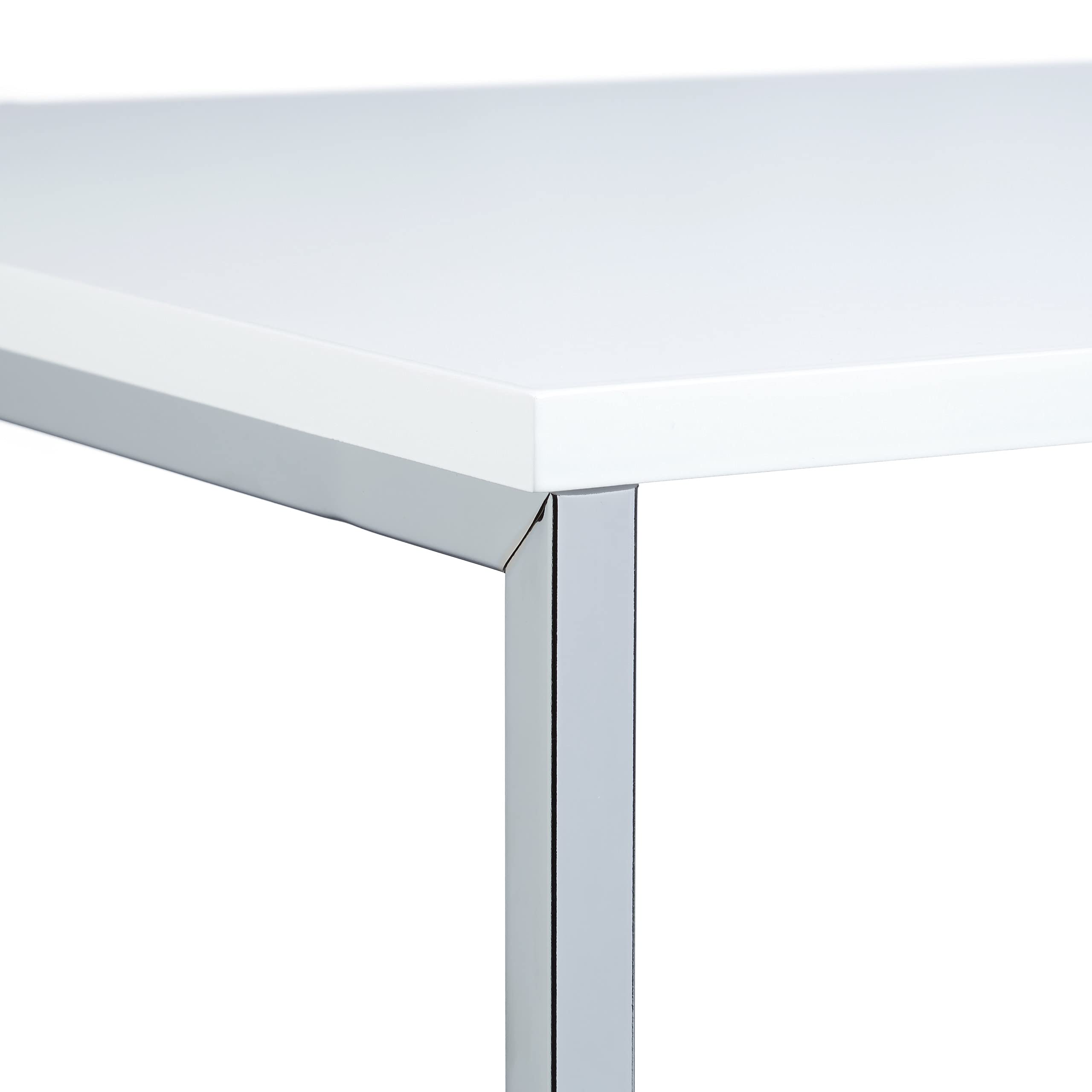 Relaxdays 10020360 Table gigogne lot de 3 HxlxP: 42 x 40 x 40 cm table basse appoint plateau carré en bois avec pieds en métal bout de canapé, blanc