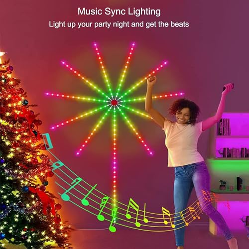 Image of Litehom Firework-Style Smart RGBIC LED Strip | Music & Mic Sync, App + Remote, USB 5 V | Festive Decor for Diwali, Navratri, Christmas, New Year