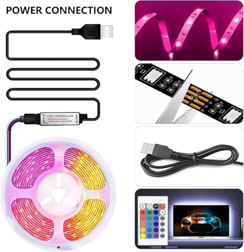 Image of SKYBUCKET15ft LED Lights for TV 32-65 Inch | RGB TV Backlight Strip with Music Sync, Bluetooth App & Remote | USB Powered Bias Lighting for Gaming (Tv Back Ground Light)