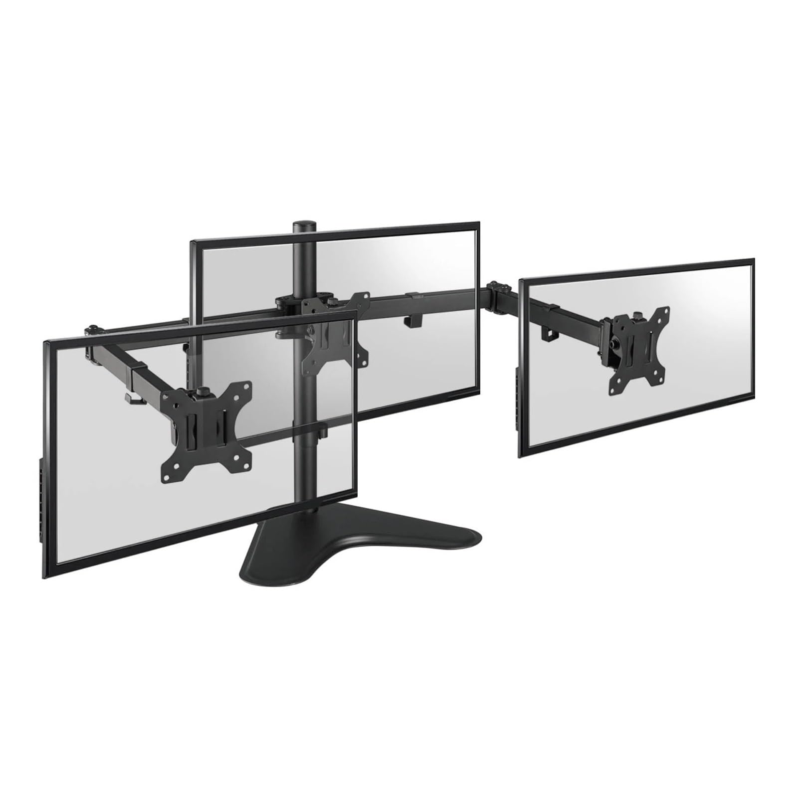 Support de bureau triple pour écrans de 13 à 27", support de bureau réglable avec support conforme à la norme VESA, support ergonomique pour bureau à domicile ou configuration de jeu