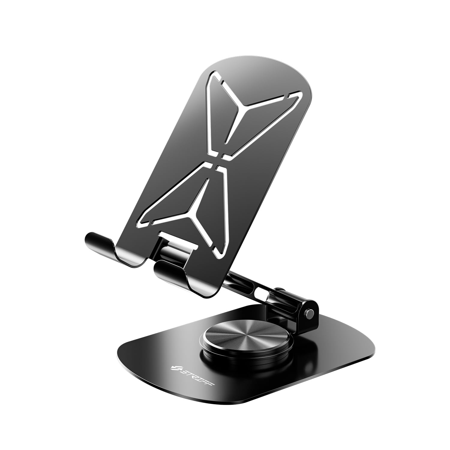 STRIFF mobSpin 360 Rotating Cell Phone Stand, Fully Adjustable Foldable Desktop Phone Holder Cradle Dock, Thick Case Friendly, Compatible with All Phones, Black-image-6