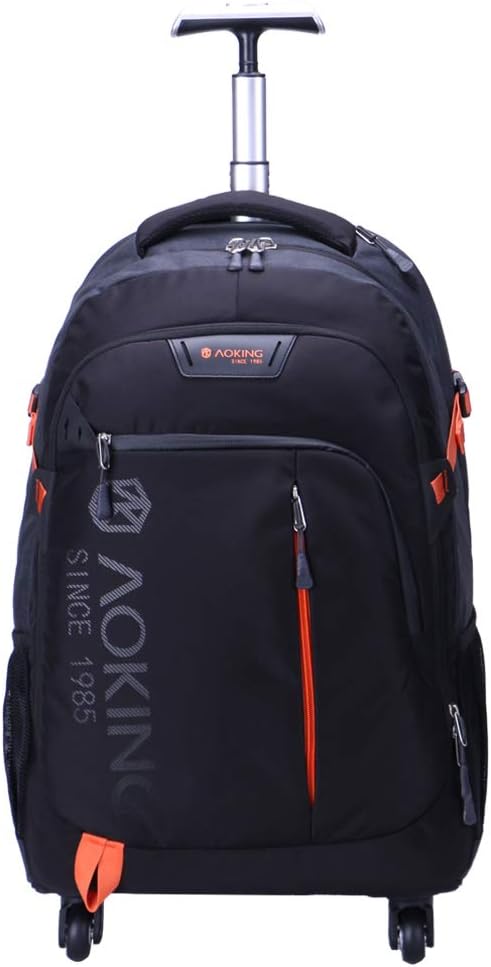AOPMGOEAOKING 20/22″Water Resistant Rolling Wheeled Backpack Laptop Compartment Bag, Black, 20 inch, Laptop
