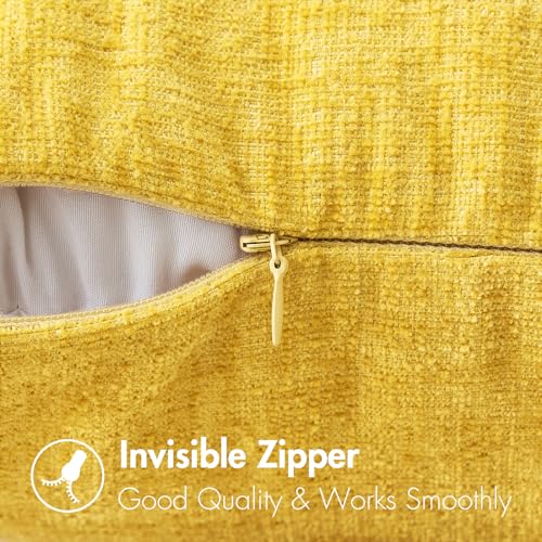 Image of MIULEE Pack of 2 Couch Throw Pillow Covers 20x20 Inch Soft Yellow Chenille Pillow Covers for Sofa Living Room Spring Home Decor Couch Solid Dyed Cases