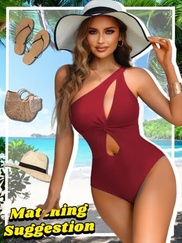 Kaei&Shi Sexy Cut Out One Piece Swimsuit,Twist Front One Shoulder Swimsuits,Women Monokini Bathing Suit Vacation Outfits4