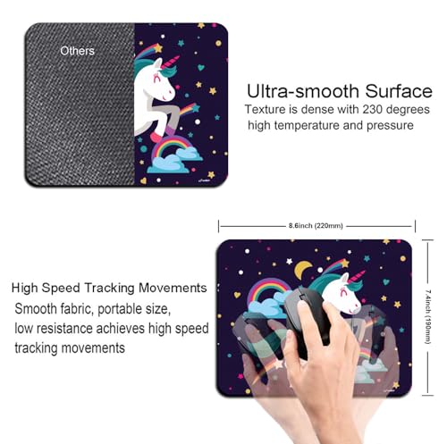 Image of Mouse Pad Flying Unicorn, Premium-Textured Custom Mouse Mat Design, Washable Mousepad Non-Slip Rubber Base Computer Mouse Pads for Wireless Mouse