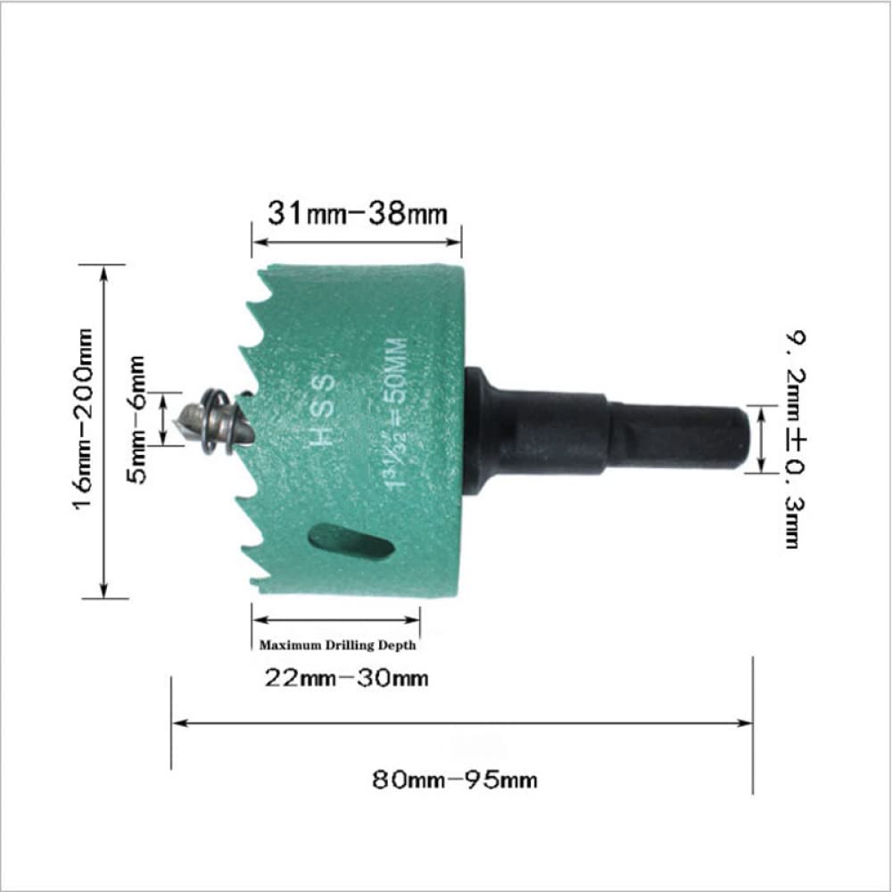 Sierra de agujero de madera HSS de metal, broca de perforación de acero de 16-200 mm para broca de acero inoxidable, aluminio, hierro, plástico , otro, 53 mm
