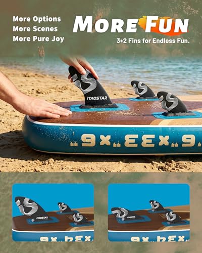 Image of iTAOSTAR Wild 11'x36 inch /11'6 inchx34 inch /12'6 inchx33 inch Inflatable Paddle Board with Seat, One-Stop Premium SUP Board Gears, Tailored 5 Fins, Stable Inflatable Stand Up Paddle Boards for Youth /Adults of All Levels