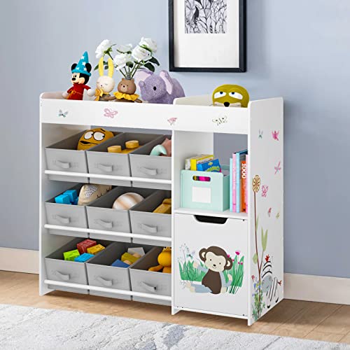 Ttview Toy Storage Organizer For Kids, Toy Shelf With 9 Storage Bins For Playroom, Children’s Room, Living Room 35.5 X11.8 X 31.5 In #TOP21
