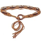 Design macramé fait à la main : ceinture traditionnelle tressée à la main avec des nœuds en macramé artistiques et des perles décoratives en bois pour un look bohème authentique