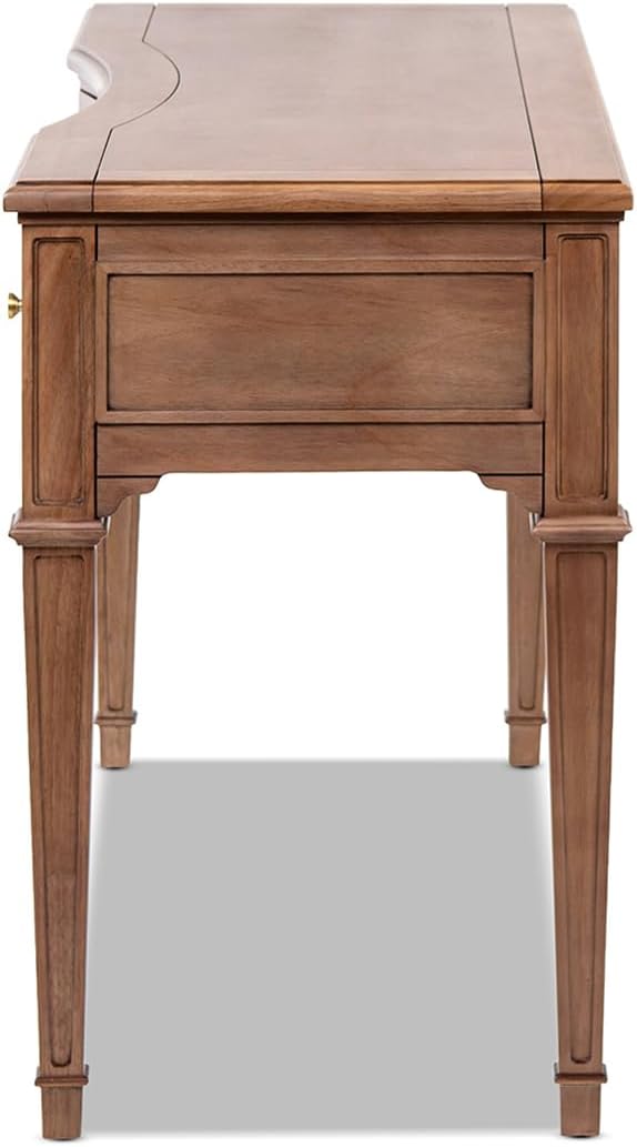 Jennifer Taylor Home JTH Luxe Dauphin 55" 3-Drawer Wood Executive Desk, Natural Brown Wood