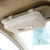 Cartisen Auto-Tücherhalter, Sonnenblende, Taschentuchhalter, Reißverschluss, Auto-Visier, Serviettenhalter, PU-Leder, Rücksitz-Tüchertasche für Auto, Fahrzeug (Beige)
