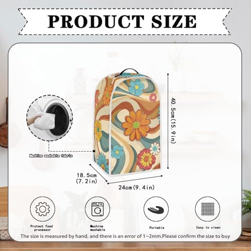 Image of Talayituse Hippie Flower Daisy Print Blender Dust Cover, Fingerprint Protection Cover for Stand Mixer or Coffee Machine, Home Kitchen Appliance Covers for Stain Dust Resistant Supplies