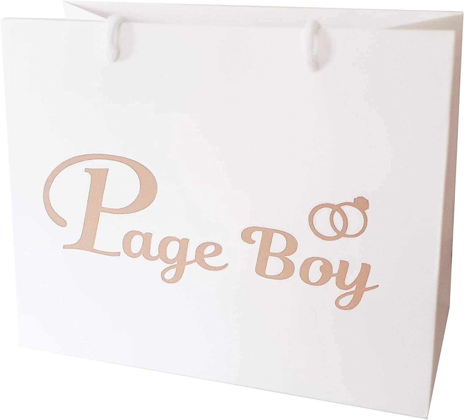 Large Wedding Gift Bags - White and Copper Gold Gift Bag with Rope Handles and Tissue Paper - Favours (Page Boy)