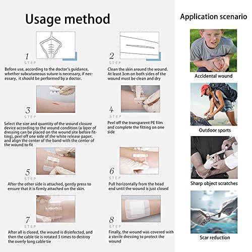 Lubyd Adhesive Bandages Emergency Laceration Closures - Repair Wounds Without Stitches For 1/2-3 1/4 Inch Wound.waterproof Flexible Fabric #TOP2