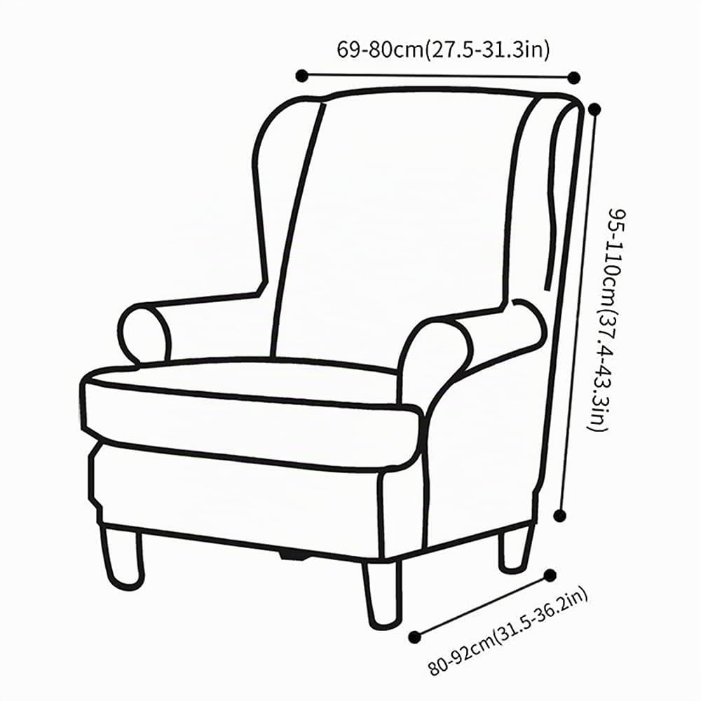 Fundas de sillón orejero elástica 1 Plaza Funda para sillas de Orejas Terciopelo 2 Piezas Fundas para sillas con Respaldo de alas