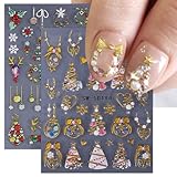 JMEOWIO 3D Nagelsticker Weihnachten Schneeflocke Urlaub Nail Art Sticker Selbstklebend...