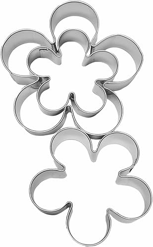 Miniatura 6 de Cortadores de galletas en forma de flor de 3 piezas, de acero inoxidable, pétalos de rosa, cortadores de fondant, pastelería, galletas, arcilla para
