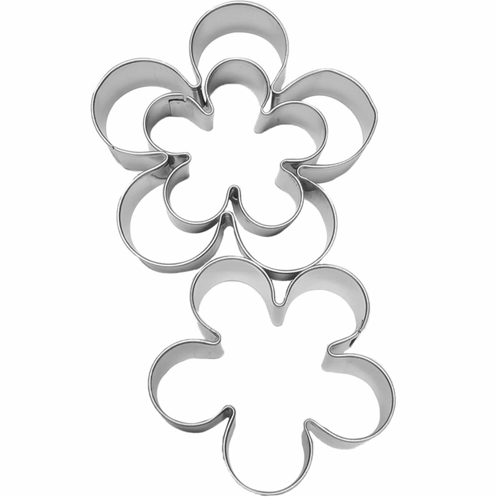 Moldes de galletas en forma de flor de 3 piezas, Cortador Galletas de Acero Inoxidable con Pétalos de Rosa para Fondant, Galletas, Repostería, Arcilla para Hornear