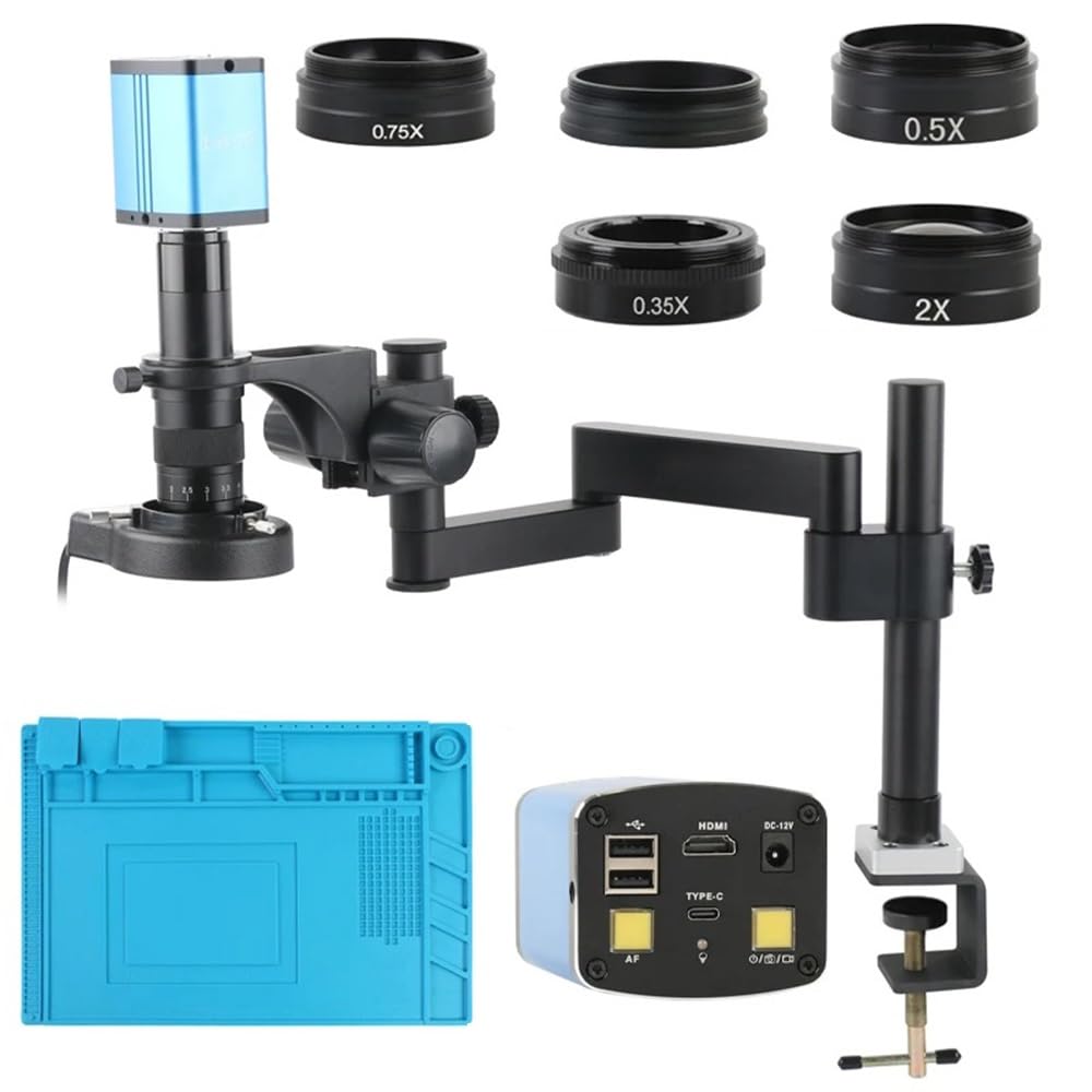 Kit di accessori per microscopio 1080P AutoFocus IMX307 Misura videomicroscopio Fotocamera 120X 180X 200XC Obiettivo di montaggio Staffa di serraggio regolabile per riparazione del telefono Vetrini p
