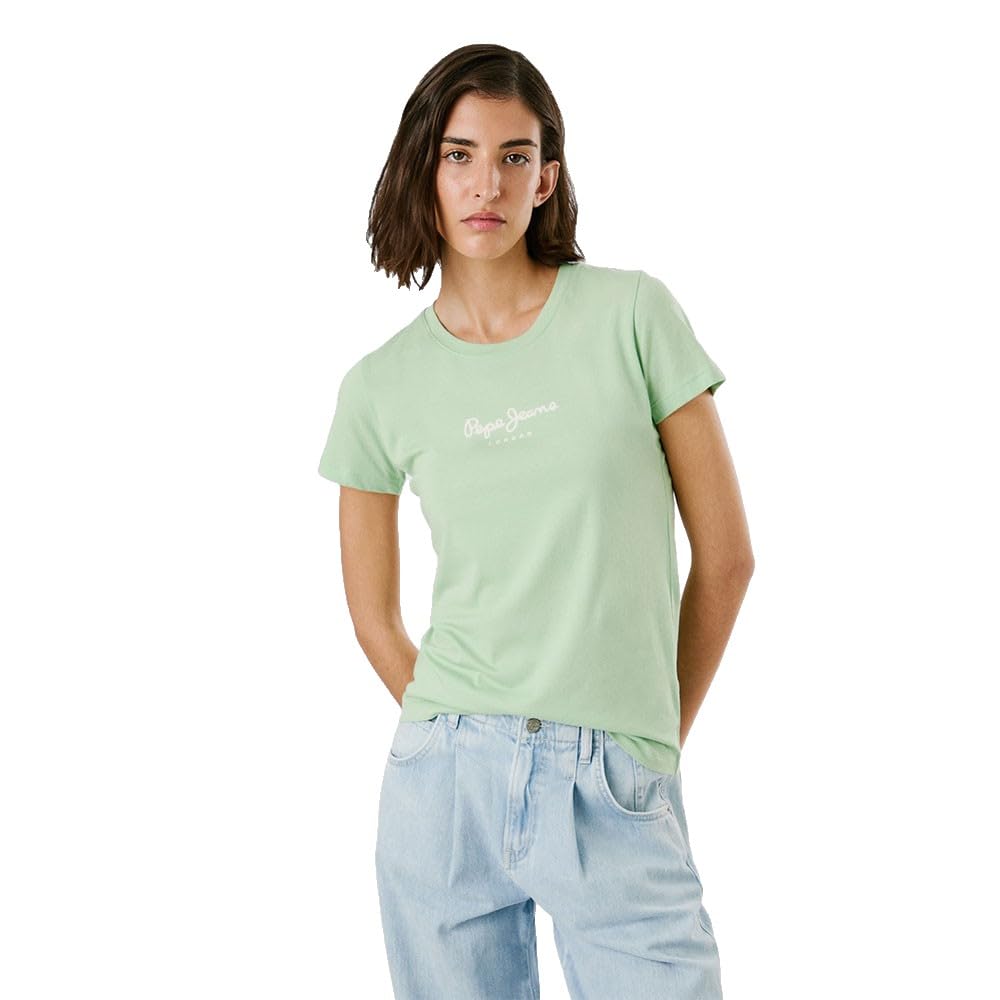 Pepe Jeans Women's New Virginia SS N T-Shirt, Green(Fresh Green), S