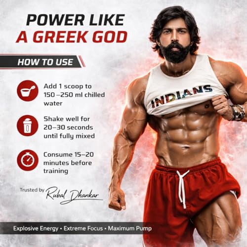 Image of Greek God Pre Workout | Extreme High Stim | 200mg Caffeine, 3000mg Beta-Alanine, 1000mg Citrulline, Black Pepper Extract | Explosive Energy & Focus