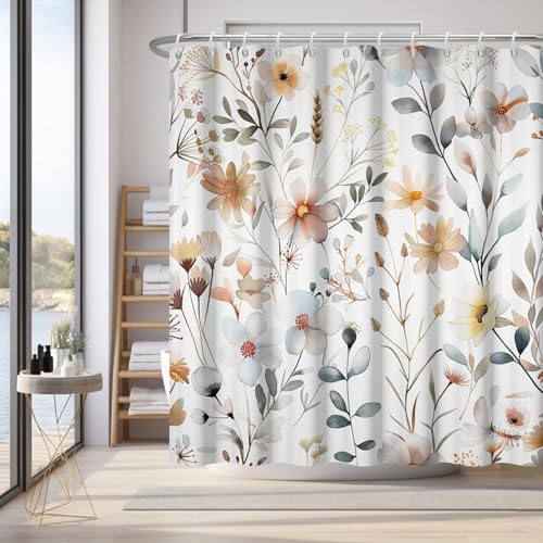 Rideau de douche en polyester de qualité supérieure à motif floral