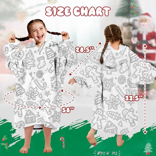 Image of Wearable Blanket Hoodie for Kids, Coloring Teen Hoodie Blanket