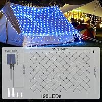 Lichternetz Solarleuchten Außen, 2*3M 192LEDs Lichterkette Außen Netz mit Fernbedienung, 8 Beleuchtungsmodi Wasserdichte Solar Lichternetz für Garten Weihnachten Hochzeit Party Dekoration – Ansicht 2