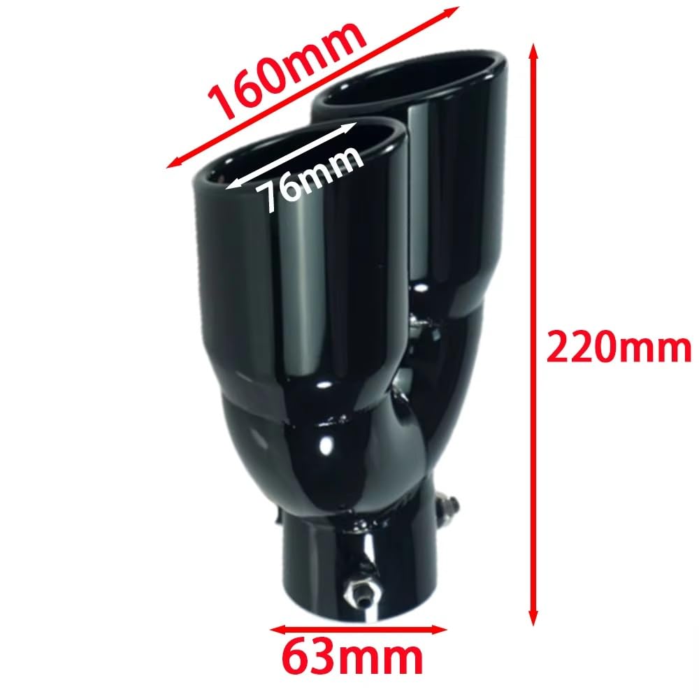 Tubo Scarico Auto Terminale Scarico Posteriore Universale Da 63 Mm Per Auto Doppio Cilindro Nero Per Uscita Titanio Acciaio Inossidabile