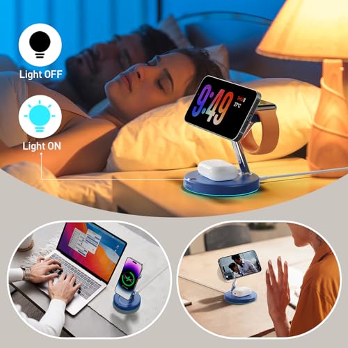 2025 3 in 1 Charging Station Compatible with Mag-Safe Charger Wireless Charger S - Photo 12 sur 37