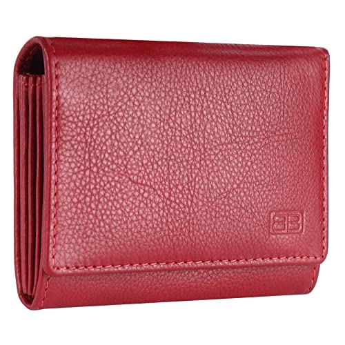 Image of Brooklyn Bridge Genuine Leather Card Holder Wallet for Men Nappa Red - Slim RFID Protected Front Pocket Wallet, Stylish Compact Money Organiser