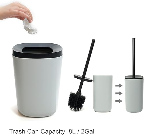 Miniatura 3 de Juego de 6 accesorios de baño completo, soporte para cepillos de dientes, dispensador de jabón, cubo de basura, jabonera, taza para cepillos de