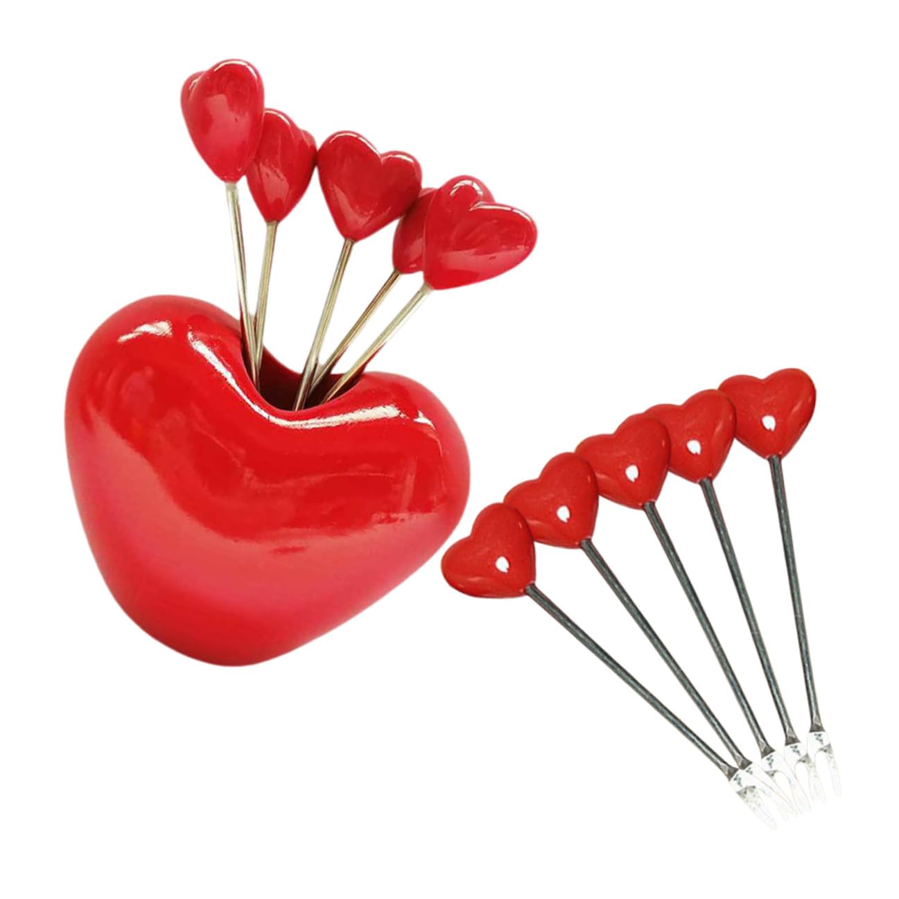 Gatuida Juego de Tenedores de Postre para Frutas y Pasteles, Ligeros y Fáciles de Agarrar, con Soporte de Resina y Metal, Ideales para Uso Diario y Reuniones Familiares