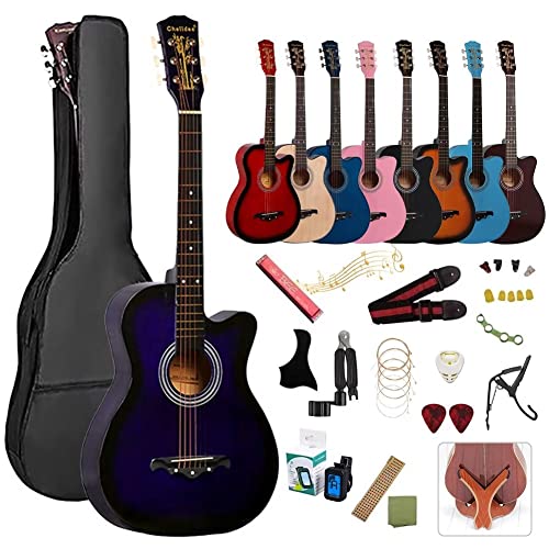 アコースティックギター 初心者18点セット 38インチ 入門練習ギター 学生 子供 大人用 初級ギターセット 初心者入門用 アコギ クラシックギター 弦 チューナー ギタースタンド ソフトケース 簡易教則付き…